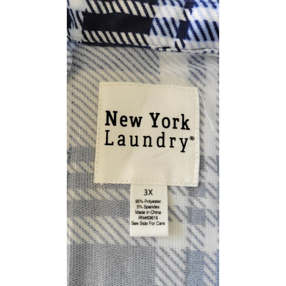 New York Laundry Womens Blue and White Plaid Shirt Size Large Size 3X - Picture 6 of 10